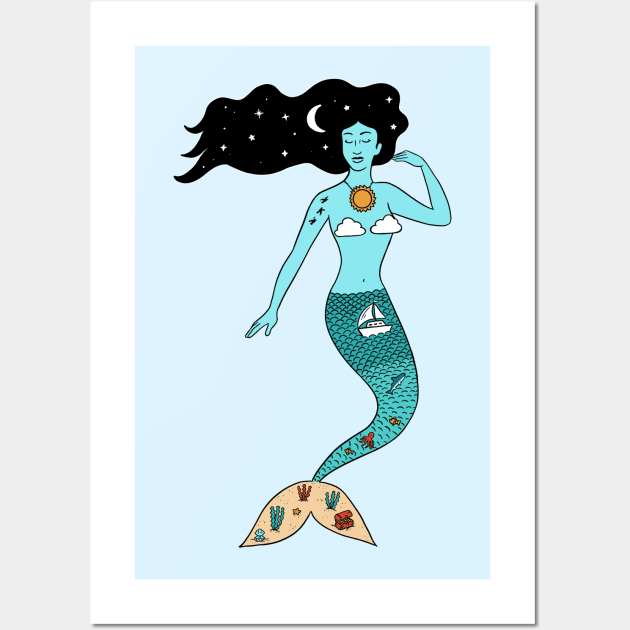 Mermaid Nature Wall Art by coffeeman